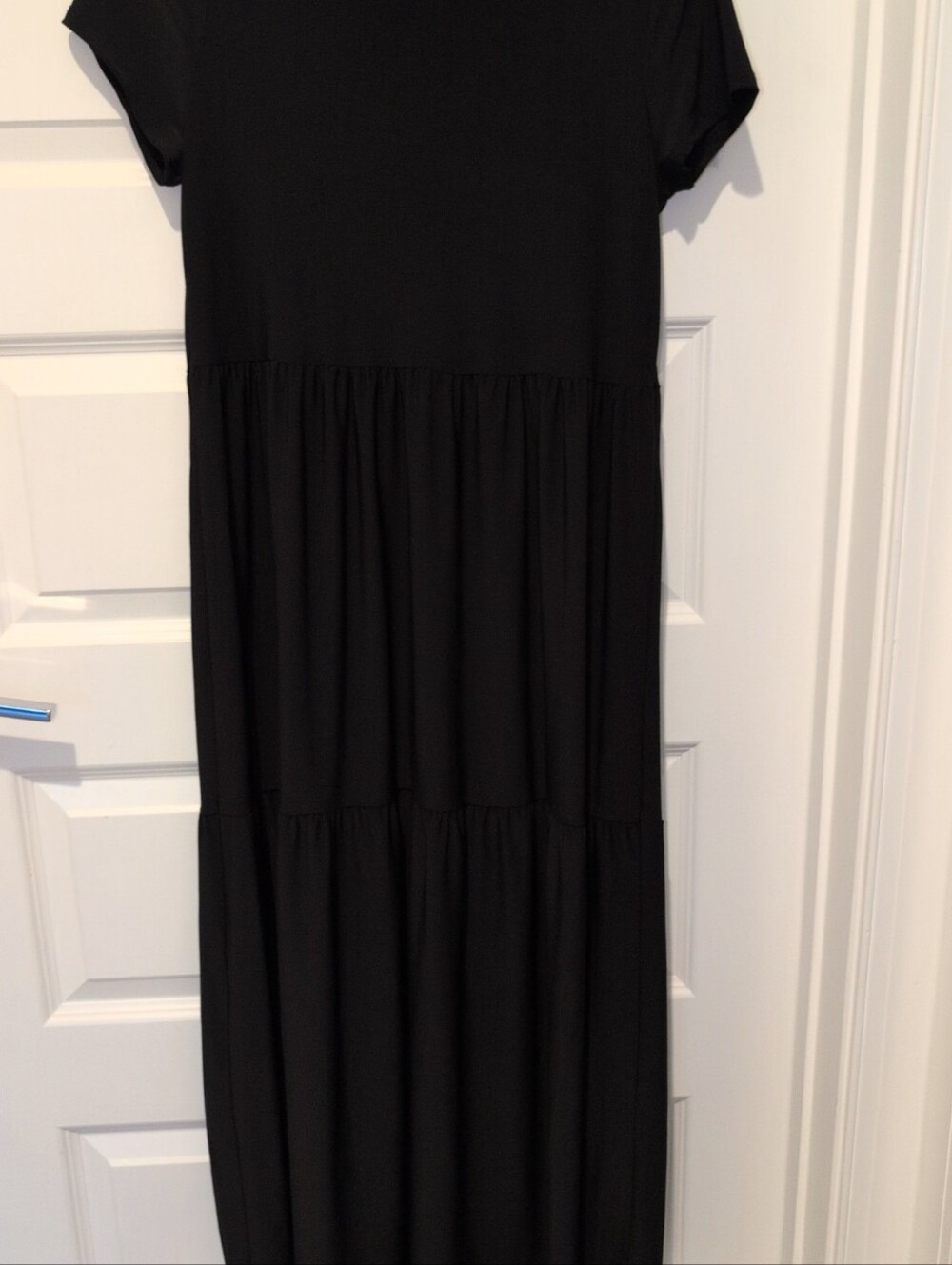 Nicole Miller Black Short-Sleeve Tiered Maxi Dress - Picture 4 of 9